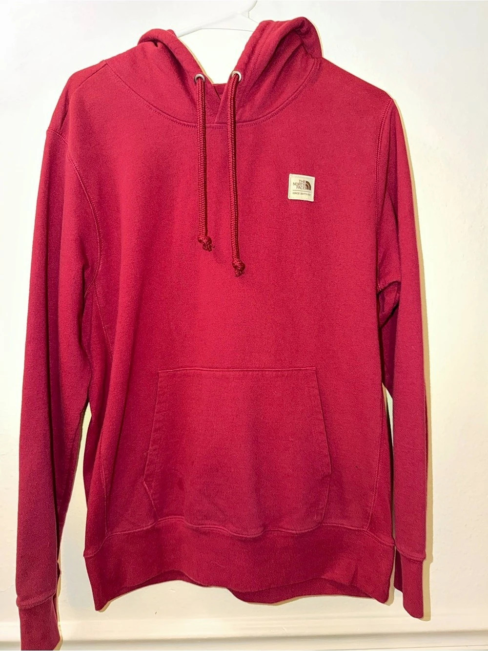 North Face Mens Heritage Patch Burgundy Pullover Hoodie SIze M
